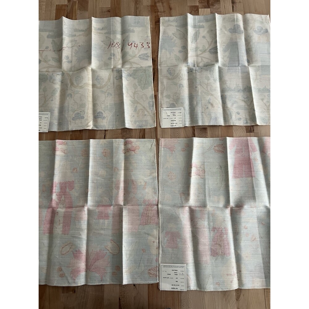 Winhall Fabric Samples 8 Pieces 17" X 17" Linen Blend Life on the Hill Pattern - Picture 8 of 16